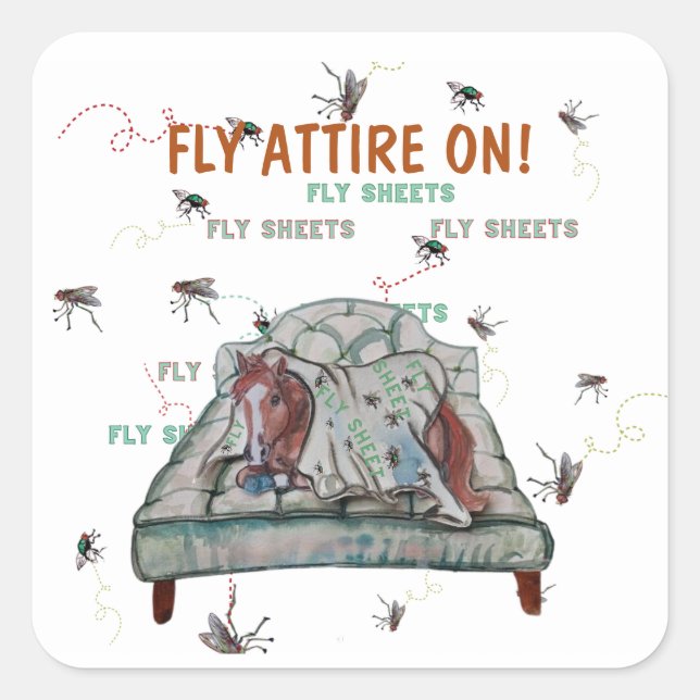 PEGATINA CUADRADA FLY ATTIRE ON, HORSE (Anverso)