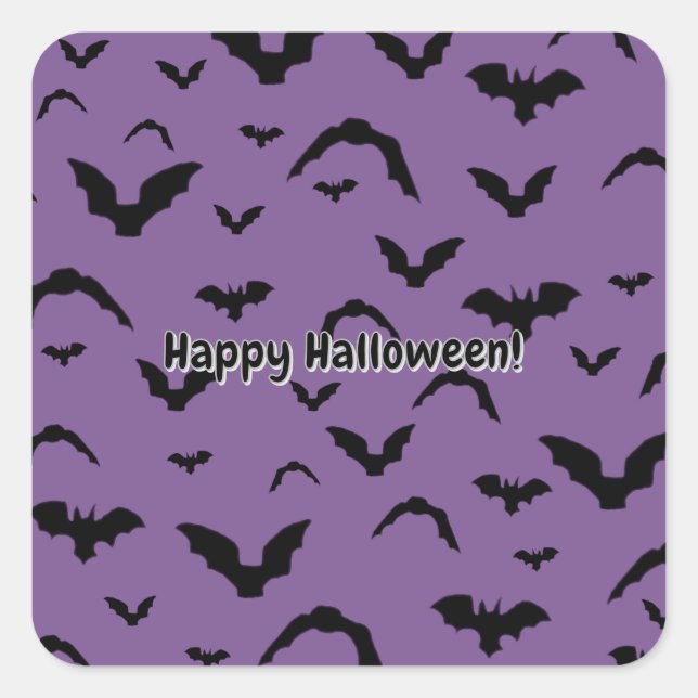 Pegatina Cuadrada Flying Bats on Purple (Anverso)