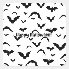 Pegatina Cuadrada Flying Bats on White