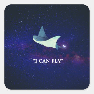 Pegatina Cuadrada Flying Stingray