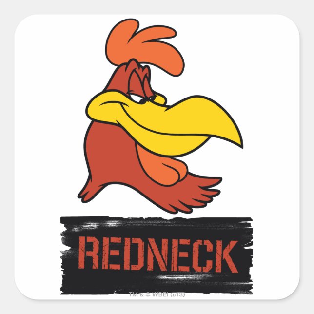 Pegatina Cuadrada Foghorn Redneck (Anverso)