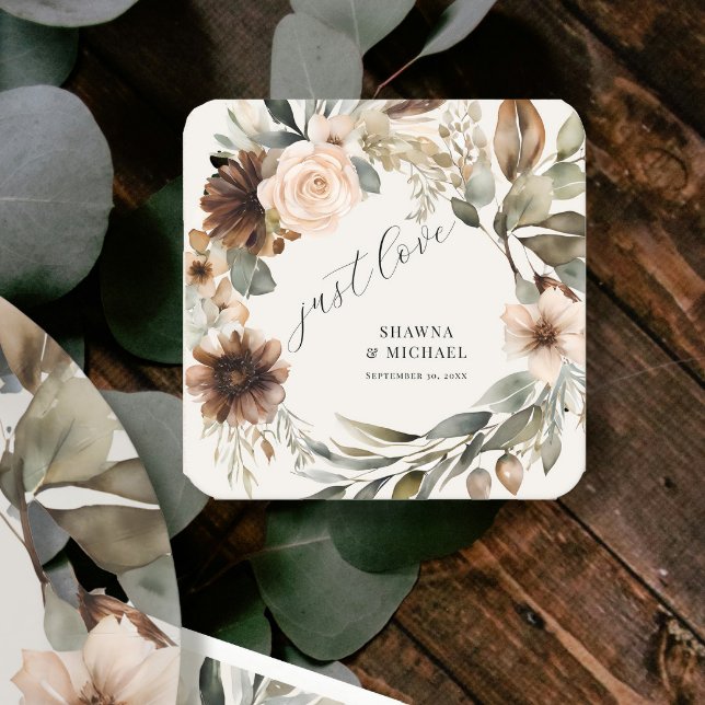 Pegatina Cuadrada Foliage floral otoño otoño Boda BOHO silenciado (Subido por el creador)