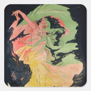 Pegatina Cuadrada Folies Bergeres: Loie Fuller, Francia