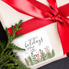 Pegatina Cuadrada Follaje de vacaciones de invierno de ida y vuelta