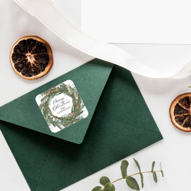 Pegatina Cuadrada Follaje moderno mínimo de follaje azul verde de in (Subido por el creador)