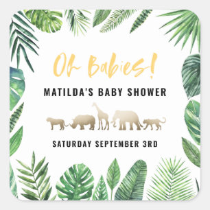 Pegatina Cuadrada Follaje tropical + fiesta de fiesta de bienvenida