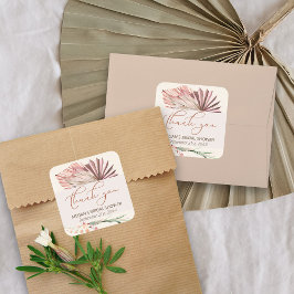 Pegatina Cuadrada Follaje Tropical Seco Boho Palm Gracias
