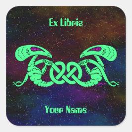 Pegatina Cuadrada Folleto de Aliens Entwined (Aliens and Celtic Knot