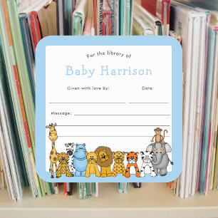 Pegatina Cuadrada Folleto de animales de la jungla, primera bibliote