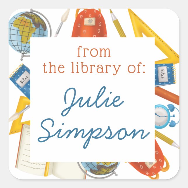 Pegatina Cuadrada Folleto de aula de profesores (Anverso)