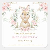 Folleto de Baby Shower de conejo conejo con flores