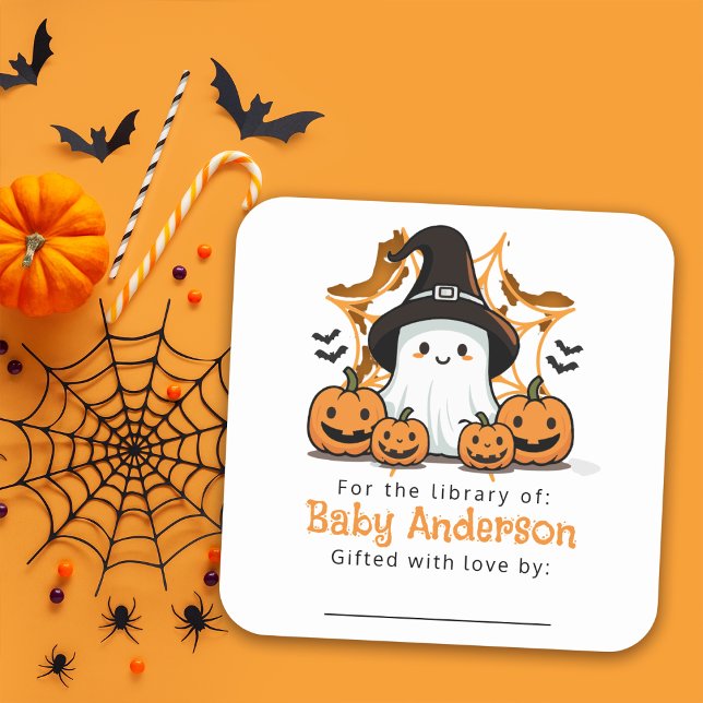 Pegatina Cuadrada Folleto de Baby Shower de Ghost personalizado (Subido por el creador)