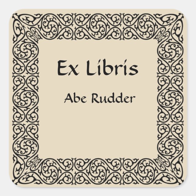 Pegatina Cuadrada Folleto de barrido de arte de líneas antiguas (Anverso)