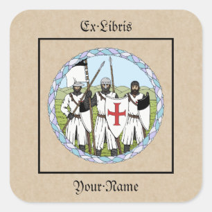 Pegatina Cuadrada Folleto de Caballeros Templarios medievales
