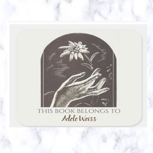 Pegatina Cuadrada Folleto de Edelweiss de época editable