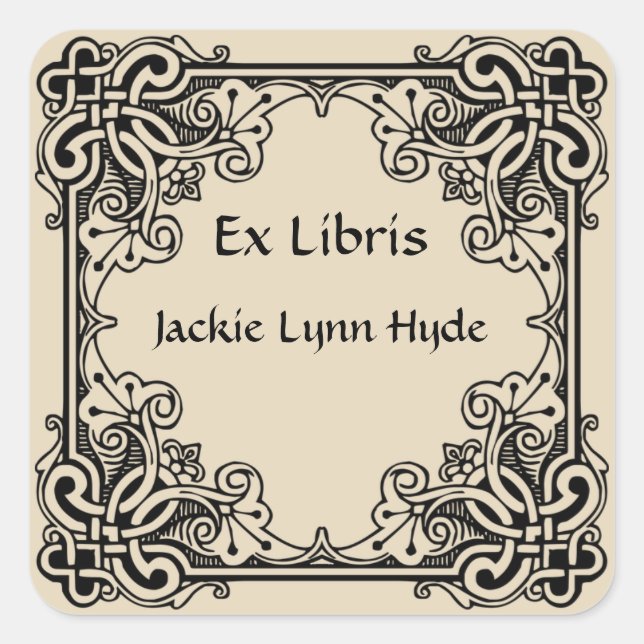 Pegatina Cuadrada Folleto de esquinas cardíacas de época (Anverso)