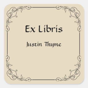 Pegatina Cuadrada Folleto de esquinas cardíacas delgadas de época