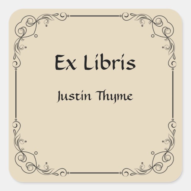 Pegatina Cuadrada Folleto de esquinas cardíacas delgadas de época (Anverso)