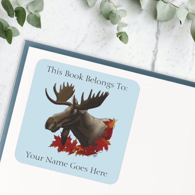 Pegatina Cuadrada Folleto de hojas de arce rojas de Moose (Subido por el creador)