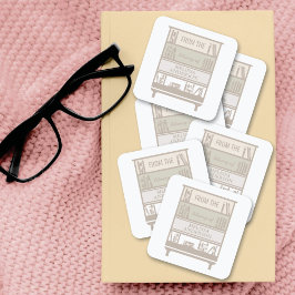 Pegatina Cuadrada Folleto De La Biblioteca De Pegatinas Cuadrados