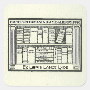 Pegatina Cuadrada Folleto de la fila de libros modificable