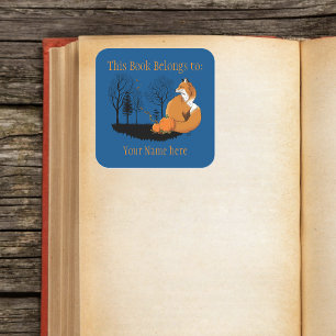 Pegatina Cuadrada Folleto de la Red Fox Forest Pumpkins