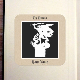 Pegatina Cuadrada Folleto de San Miguel y Dragón (en blanco)