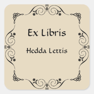 Pegatina Cuadrada Folleto floral retro elegante