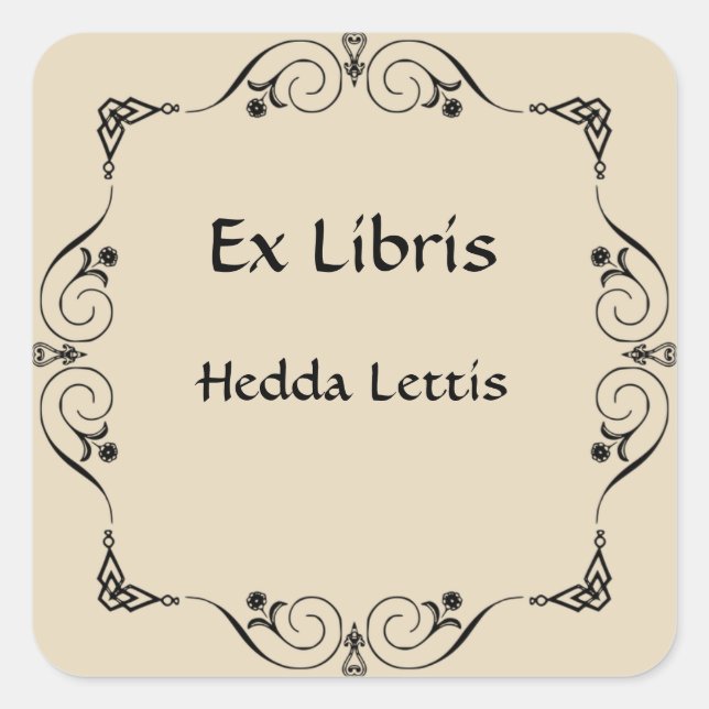 Pegatina Cuadrada Folleto floral retro elegante (Anverso)