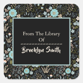 Pegatina Cuadrada Folleto multifloral sobre temas botánicos de bonit