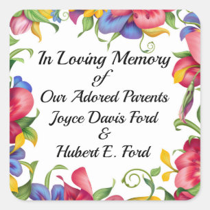 Pegatina Cuadrada Folleto Revisado, En Memoriam, Donation Square St