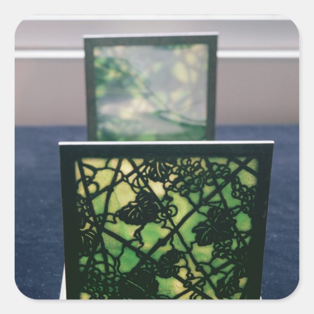 Pegatina Cuadrada Folletos de Art Nouveau, Tiffany Studios, c.1894 (Anverso)