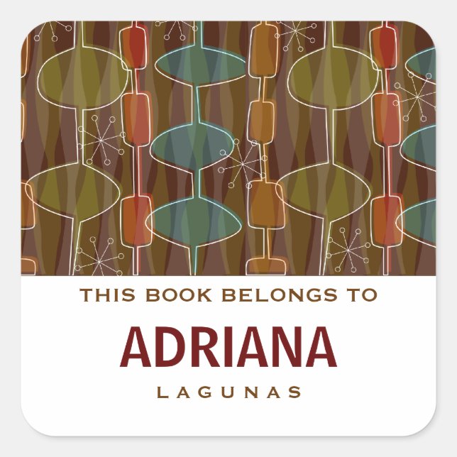 Pegatina Cuadrada Folletos de Pod Square Retro (Anverso)