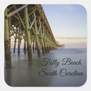 Pegatina Cuadrada Folly Beach Pier Beauty