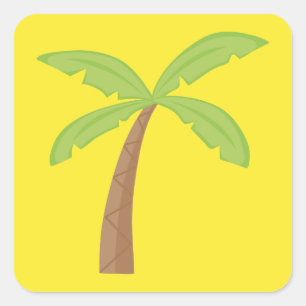 Pegatina Cuadrada Fondo amarillo de la palmera