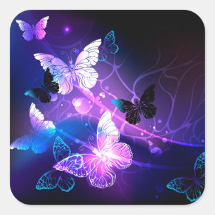Pegatina Cuadrada Fondo con mariposas nocturnas