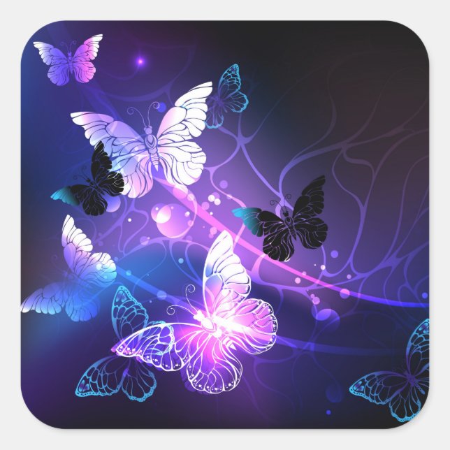 Pegatina Cuadrada Fondo con mariposas nocturnas (Anverso)