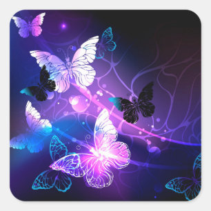 Pegatina Cuadrada Fondo con mariposas nocturnas