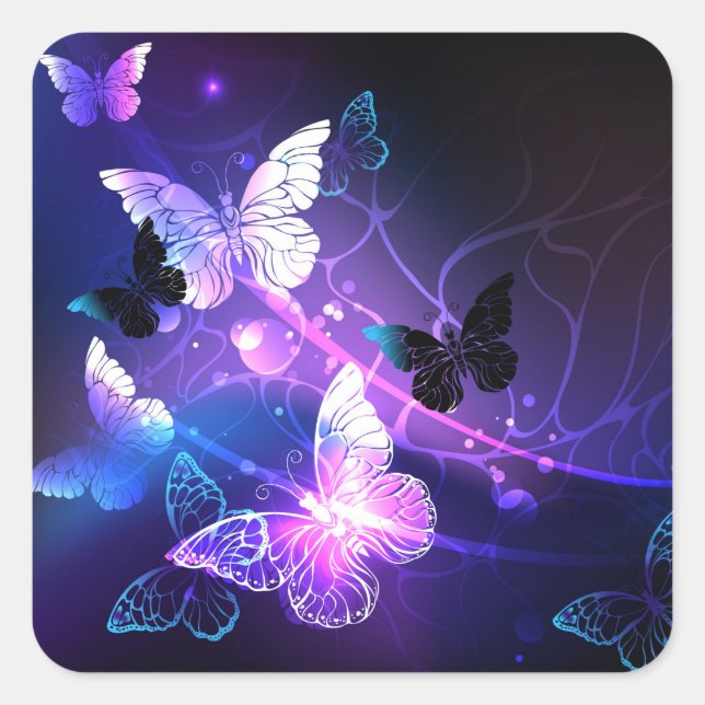 Pegatina Cuadrada Fondo con mariposas nocturnas (Anverso)
