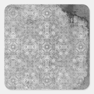 Pegatina Cuadrada fondo dañado del papel de plata