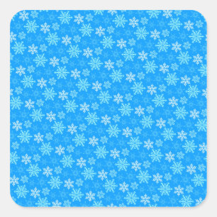 Pegatina Cuadrada Fondo de copos de nieve azules bonitos