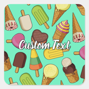 Pegatina Cuadrada Fondo de Crema de Hielo