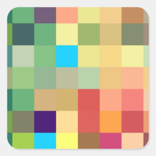 Pegatina Cuadrada fondo de cuadrados de color patrón geométrico abst