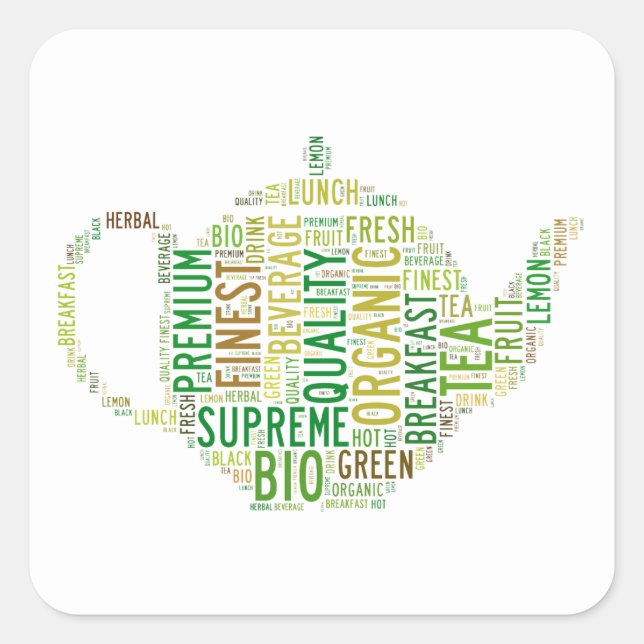 Pegatina Cuadrada Fondo de diseño de texto de Teapot-Personalizable (Anverso)