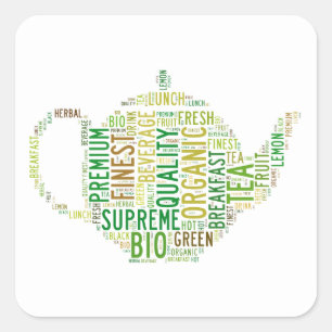 Pegatina Cuadrada Fondo de diseño de texto de Teapot-Personalizable