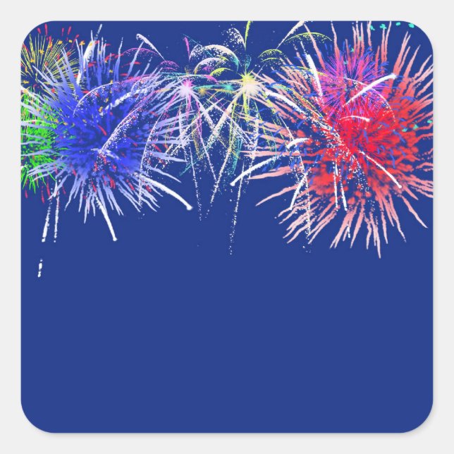 Pegatina Cuadrada Fondo de Fireworks (Anverso)