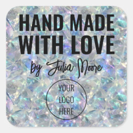 Pegatina Cuadrada Fondo de la Piedra Óptica Holográfica