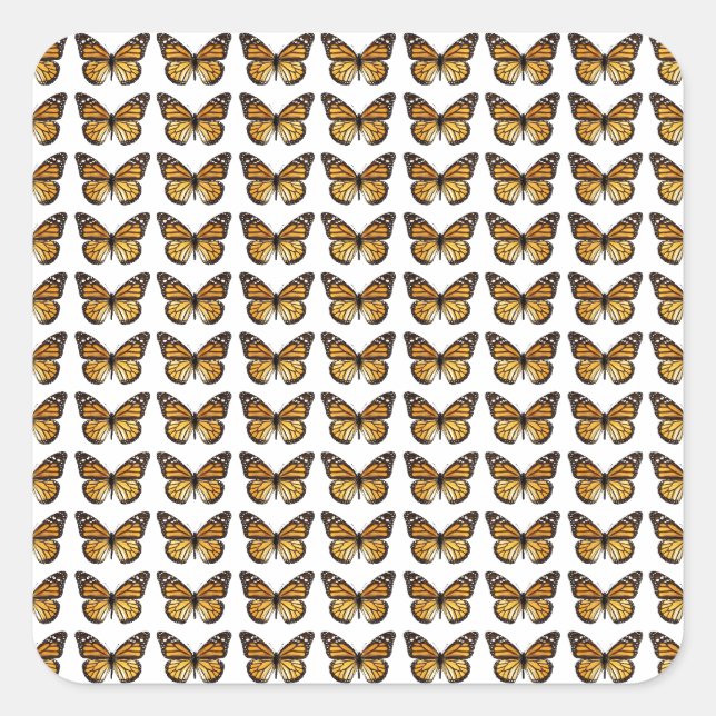 Pegatina Cuadrada Fondo de múltiples mariposas monarcas (Anverso)