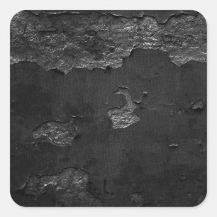 Pegatina Cuadrada Fondo de papel dañado rasgado negro