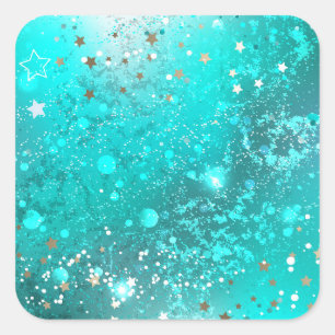Pegatina Cuadrada Fondo de Relieve metalizado turquesa de mimbre